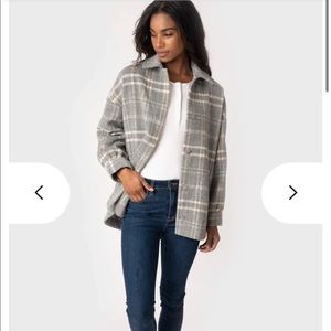 Grey Plaid Soft Long Length Shacket